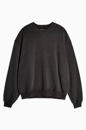 Charcoal Grey Stone Wash Sweatshirt | Topshop