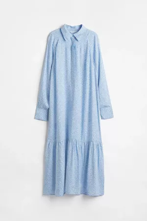 Patterned Shirt Dress - Light blue/floral - Ladies | H&M CA