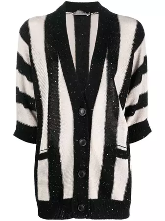 Le Tricot Perugia sequin-embellished Striped Cardigan - Farfetch