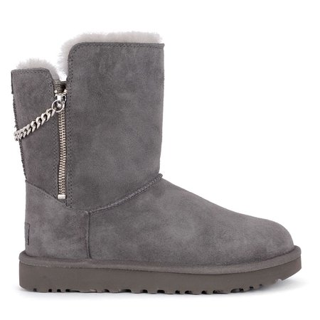 Ugg Classic Short Sparkle Zip Grey Suede Ankle Boots