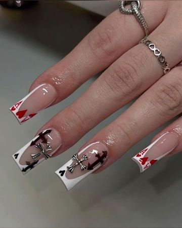 chrome hearts ace french tip nails