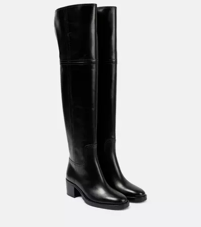 Logo Leather Boots in Black - Gucci | Mytheresa