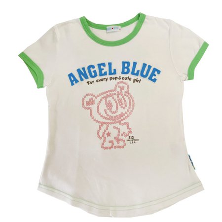 angel blue white green bear shirt