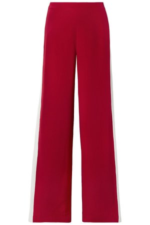 Crimson Striped silk-crepe wide-leg pants | Sale up to 70% off | THE OUTNET | ADAM LIPPES | THE OUTNET