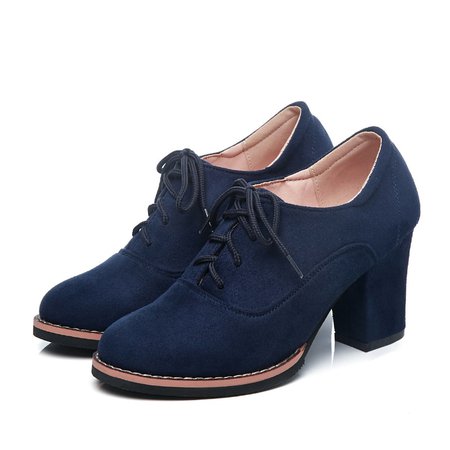 Navy Faux Suede Lace Up Ankle Boots