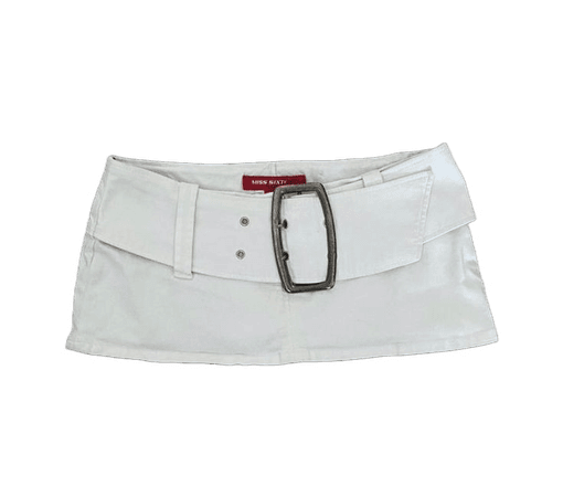miss sixty white micro mini belt skirt vintage