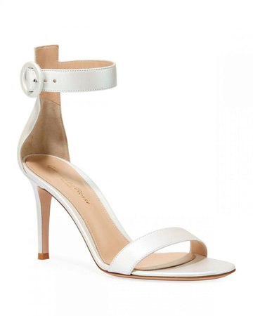 Gianvito Rossi Heels | Womens Aurora Portofino Pearlescent Ankle-Strap Sandals White – Dessata