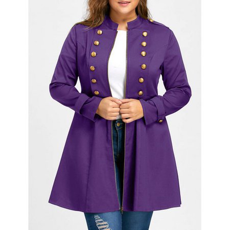Wholesale Plus Size Double Breasted Flare Coat Xl Purple Online. Cheap Double Breasted Dress And Double Breasted Jackets on Rosewholesale.com