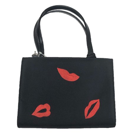 mini purse with red lip prints