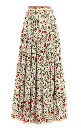 Macadamia Hedera-Printed Cotton-Poplin Maxi Skirt By Agua By Agua Bendita | Moda Operandi