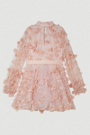 Floral Applique Woven Mini Dress | Karen Millen