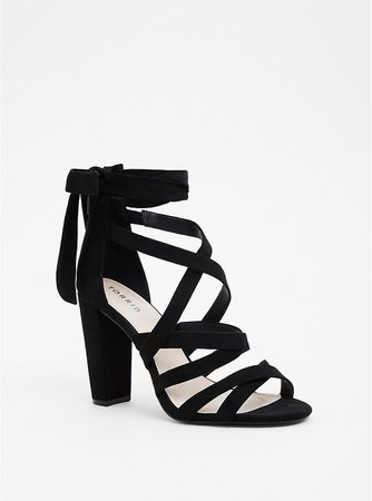 Black Strappy Lace-Up Heel Sandal (Wide Width) - Plus Size | Torrid