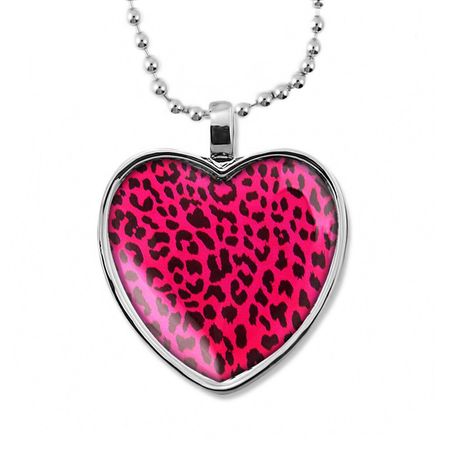 Shiny Silver Pink & Black Leopard Animal Print Glass Heart - Etsy Australia