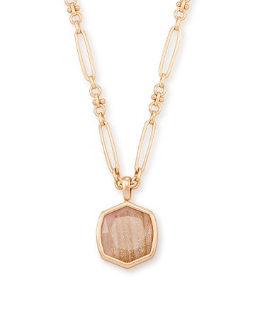 Davis Rose Gold Pendant Necklace in Gold Dusted Pink Illusion | Kendra Scott
