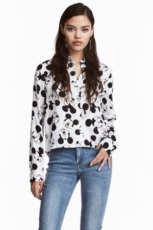 Patterned shirt - White/Mickey Mouse - Ladies | H&M GB