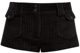 Jumbo Cord Cotton Shorts - Womens - Black