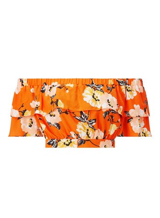 Orange Floral Printed Bardot Top - Holiday Shop - Clothing - Miss Selfridge