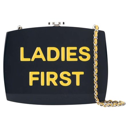 Chanel Resin Navy Yellow CC Box Evening Clutch Shoulder Bag For Sale at 1stDibs