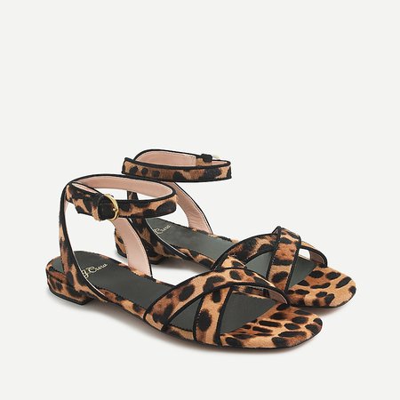 J.Crew: Abbie Cross-strap Sandal In Leopard Calf Hair For Women