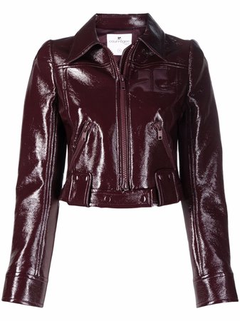 Shop Courrèges faux leather cropped jacket with Express Delivery - FARFETCH