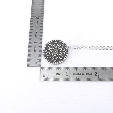 Dahlia Necklace Floral Mandala Necklace Long Silver Necklace | Etsy