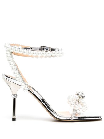 MACH & MACH 100mm pearl-embellished leather sandals