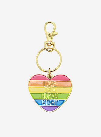 Love Is A Human Right Rainbow Heart Key Chain