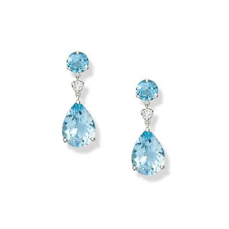 Luiza Blue Topaz and Diamond White Gold Drop Earrings