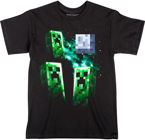 Amazon.com: JINX Minecraft Big Boys' Three Creeper Moon T-Shirt (Black, Small): Novelty T Shirts: Clothing