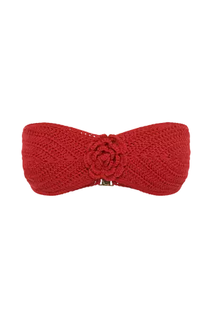 Noreen Rose Crochet Bikini Top - Red - MESHKI