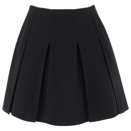 CHANEL c.1980’s Boutique Classic Black Wool Panel Pleated Mini Skirt For Sale at 1stDibs
