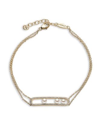 Yoko London 18kt Yellow Gold Diamond Akoya Pearl Sleek Bracelet - Farfetch
