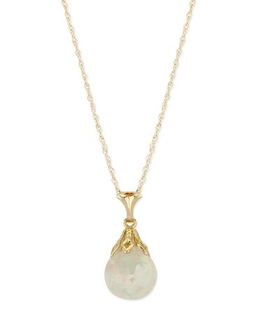 Macy's Floating Crushed Opal (1/2 ct. t.w.) Drop Necklace in 14k Yellow Gold & Reviews - Necklaces - Jewelry & Watches - Macy's