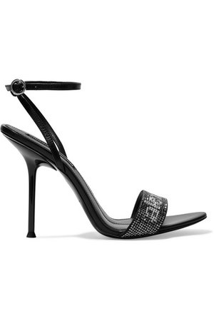 Alexander Wang | Jane crystal logo-embellished leather sandals | NET-A-PORTER.COM