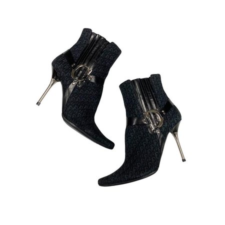 Dior Black Logo Heel Boots