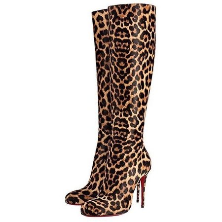 TDA Women’s Sexy Leopard Print Zipper Brown Boots