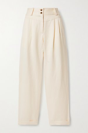 Cream + NET SUSTAIN Liv Tencel and linen-blend twill tapered pants | Mara Hoffman | NET-A-PORTER