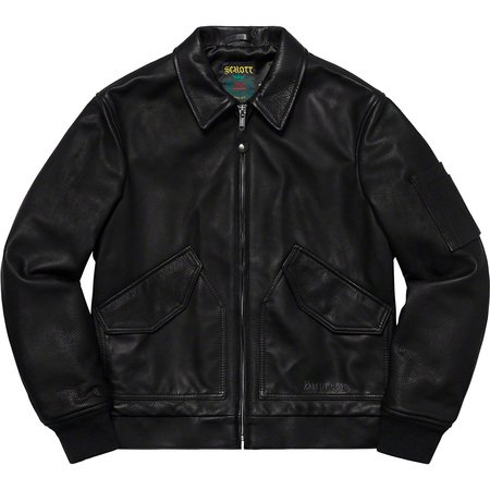 Supreme: Supreme®/Schott® Leather Tanker Jacket - Black