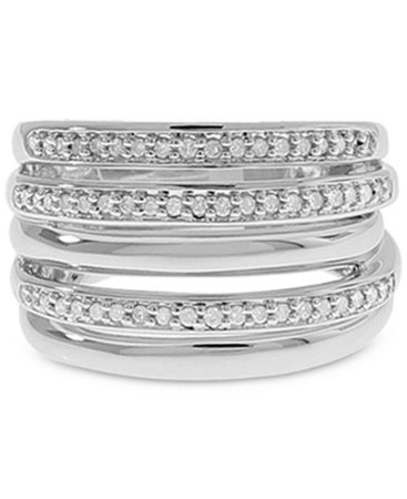 Macy's Diamond Multi-Layer Statement Ring (1/4 ct. t.w.) in Sterling Silver & Reviews - Rings - Jewelry & Watches - Macy's