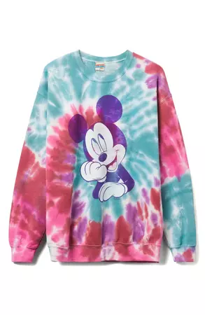 Junk Food x Disney Mickey Mouse Tie Dye Fleece Graphic Sweatshirt | Nordstrom