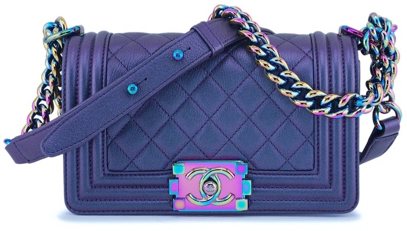 Chanel Iridescent Purple Mermaid Iridescent Small Boy Flap Bag Rainbow