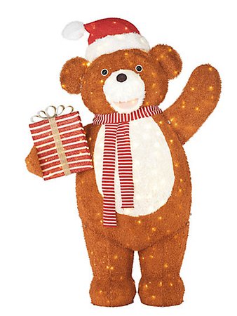Home Accents Holiday LED-Lit Giant Teddy Bear with Present Christmas Decoration | The Home Depot Canada