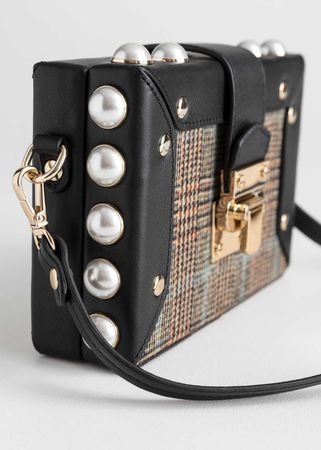 Structured Pearl Framed Crossbody - Plaid / Pearl - Clutches - &amp; Other Stories DE