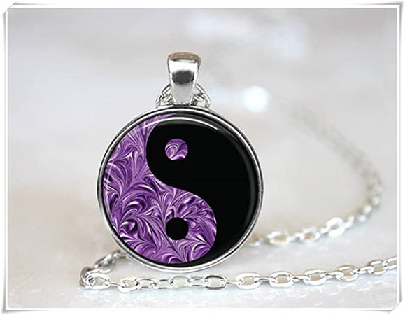 Amazon.com: Beautiful Dandelion Purple Marble Yin Yang Pendant Yin Yang Necklace: Jewelry