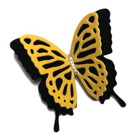 Yellow and Black Velvet Butterfly Big Pin – Fashion Butterflies