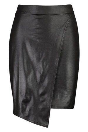 Tall Leather Look Wrap Mini Skirt | Boohoo