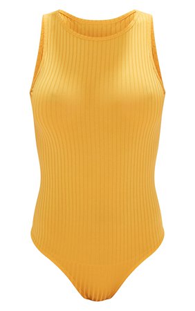 Hot Orange Recycled Wide Rib Sleeveless Bodysuit | PrettyLittleThing USA