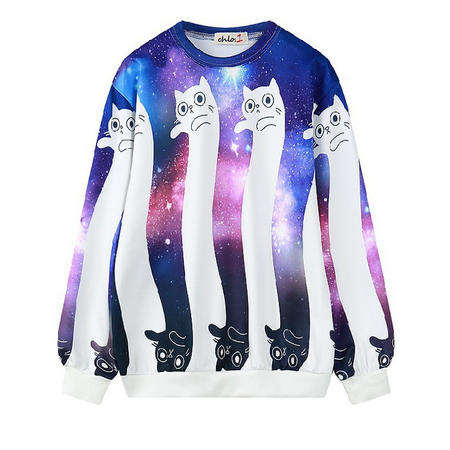 Harajuku Cute Cat Galaxy Sweatshirt