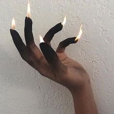 hand aesthetic flame candle