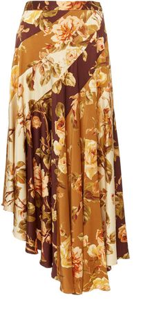 Resistance Asymmetric Floral-Print Silk-Blend Skirt